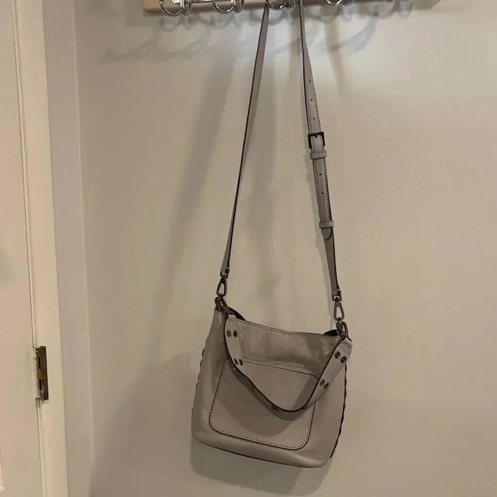 Kate Spade Bohemian Style Pebbled Gray Leather Shoulder Bag and Cross Body